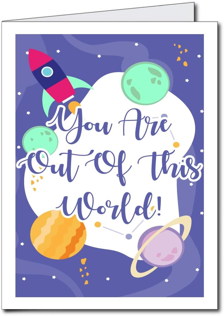 VictoryStore Jumbo Greeting Cards: 2 feet x 3 feet Giant Teacher Thank You card (You Are Out Of This World) Includes an envelope