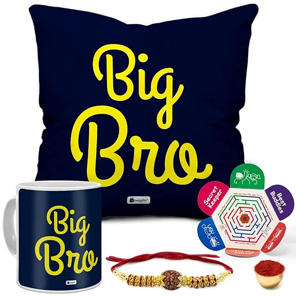 Indigifts Rakshabandhan Big Bro Quote Printed Cushion 12