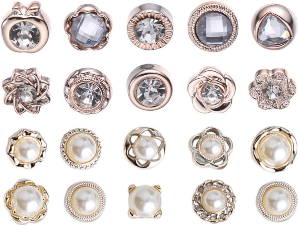 KESYOO 20pcs Womens Brooch Lapel Pins Rhinestone Pearl Sweater Shawl Clips Metal Tie Tacks Safety Bucket Pin Clutch for Clothes Decoration Random Color