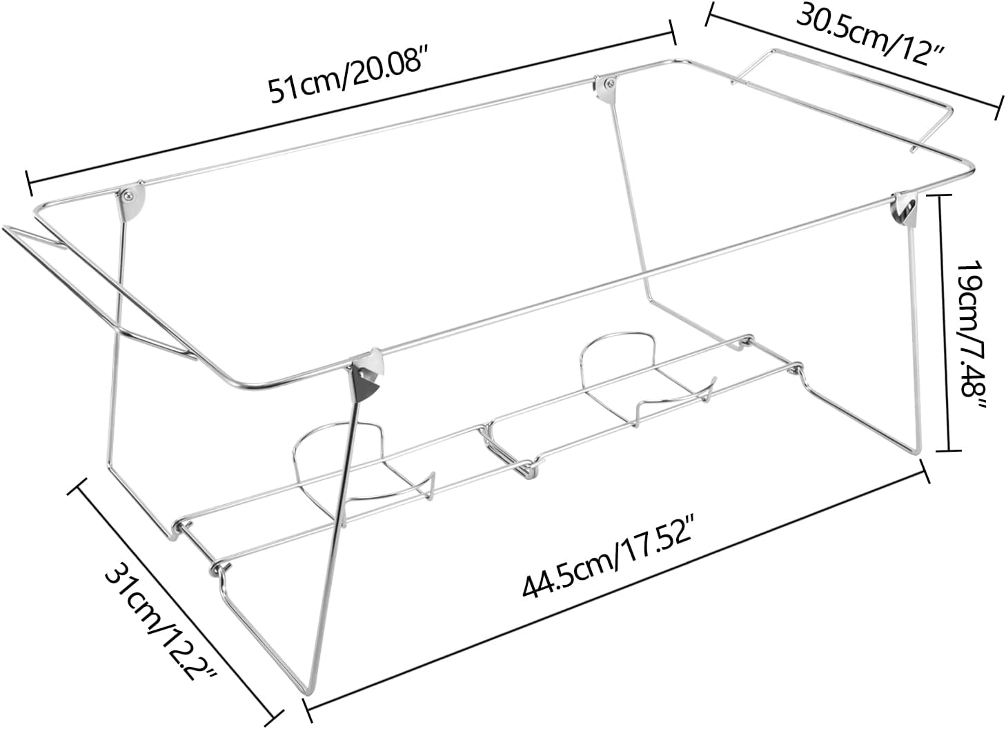 24 Pack Foldable Chafing Wire Rack Buffet Stand Full Size Chafing Racks for Serving Trays Food Warmers Catering Supplies for Parties, Occasions, or Events