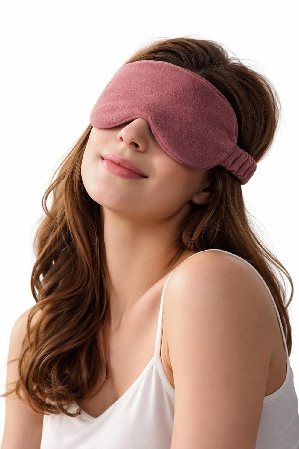 Velvet Eye Sleep Mask for Men & Women Soft Light Blocking Sleeping Eye Mask with Adjustable Strap Travel Relaxation Eye Cover for Home Flight Deep Rest (Dusty Pink, Pack Of 1)-image-10