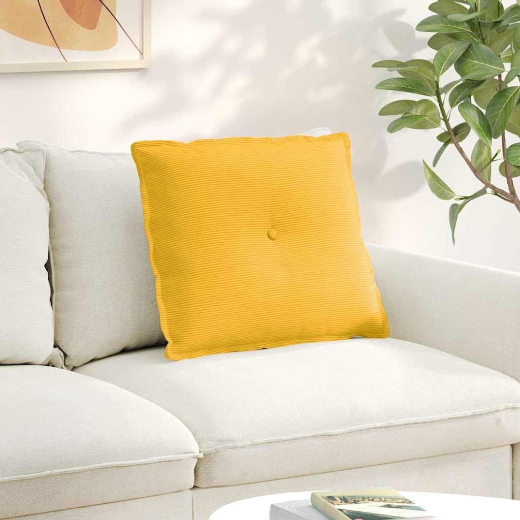 Coussin de dos rectangulaire jaune clair 60x50 cm en velours côtelé
