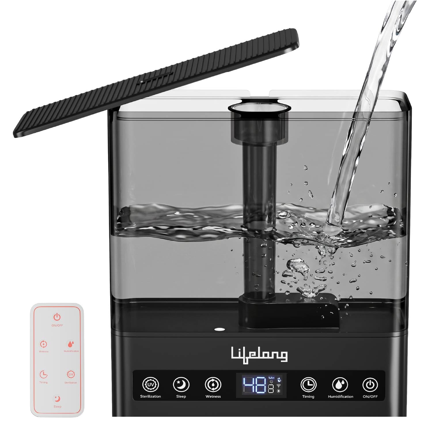 Lifelong Cool Mist Ultrasonic Humidifier for Room Moisture 5L |Top Fill Room Freshener Diffuser for Home, Office, Bedroom, Living Room | 35dB, 360° Nozzle, Adjustable Mist, Auto Shut Off, 8Hr Runtime-image-1