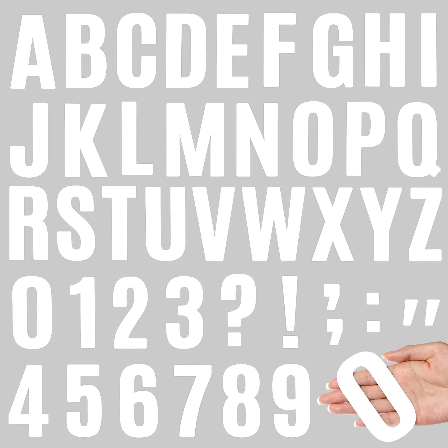 Qilery 32 Sheets 4 Inch Letter and Number Stickers Self Adhesive Vinyl Letters Alphabet Stickers Big Font Letters Number Tags for School Classroom Home Mailbox Decor (White)