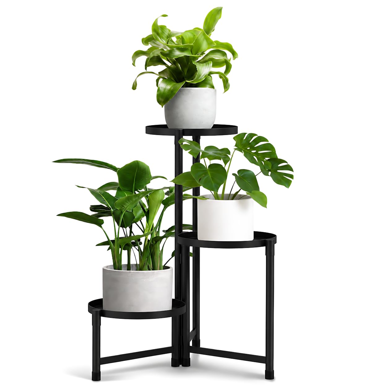 FARYODI - Supporto per fiori a 3 livelli in metallo, porta piante in metallo e scala per piante per interni ed esterni, tavolo da 25,4 cm per angolo, scala per fiori per soggiorno, ufficio, giardino