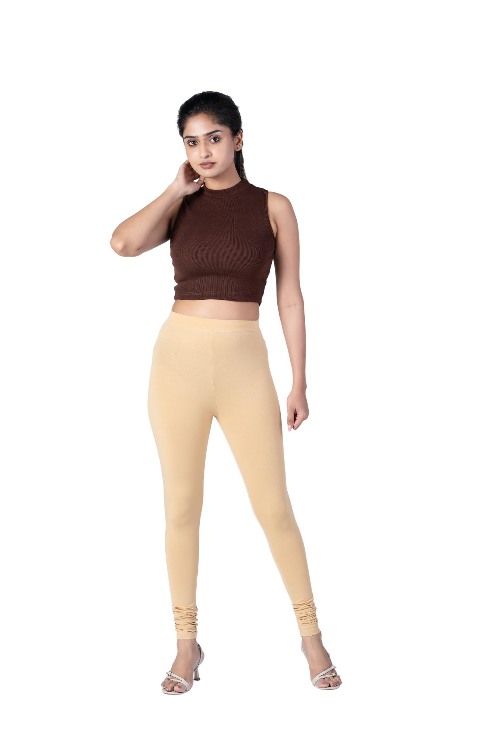 Slimflow Beige Churidar Leggings | Super Combed Cotton Elastane Blend | Traditional Ethnic Bottom Wear for Women | Stretchable Slim Fit Comfort Pants-image-34
