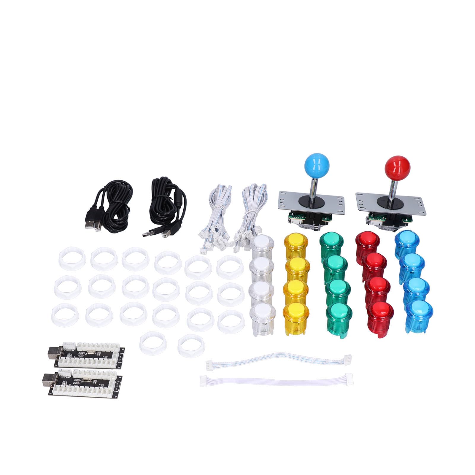 Acouto QM070906 Wersja dla Dwóch Graczy Gra Zręcznościowa Zestaw do Samodzielnego Montażu LED 8-kierunkowy Joystick do Gier Zręcznościowych Projekty DIY Ludzie Zestaw Gry Zręcznościowej Gra