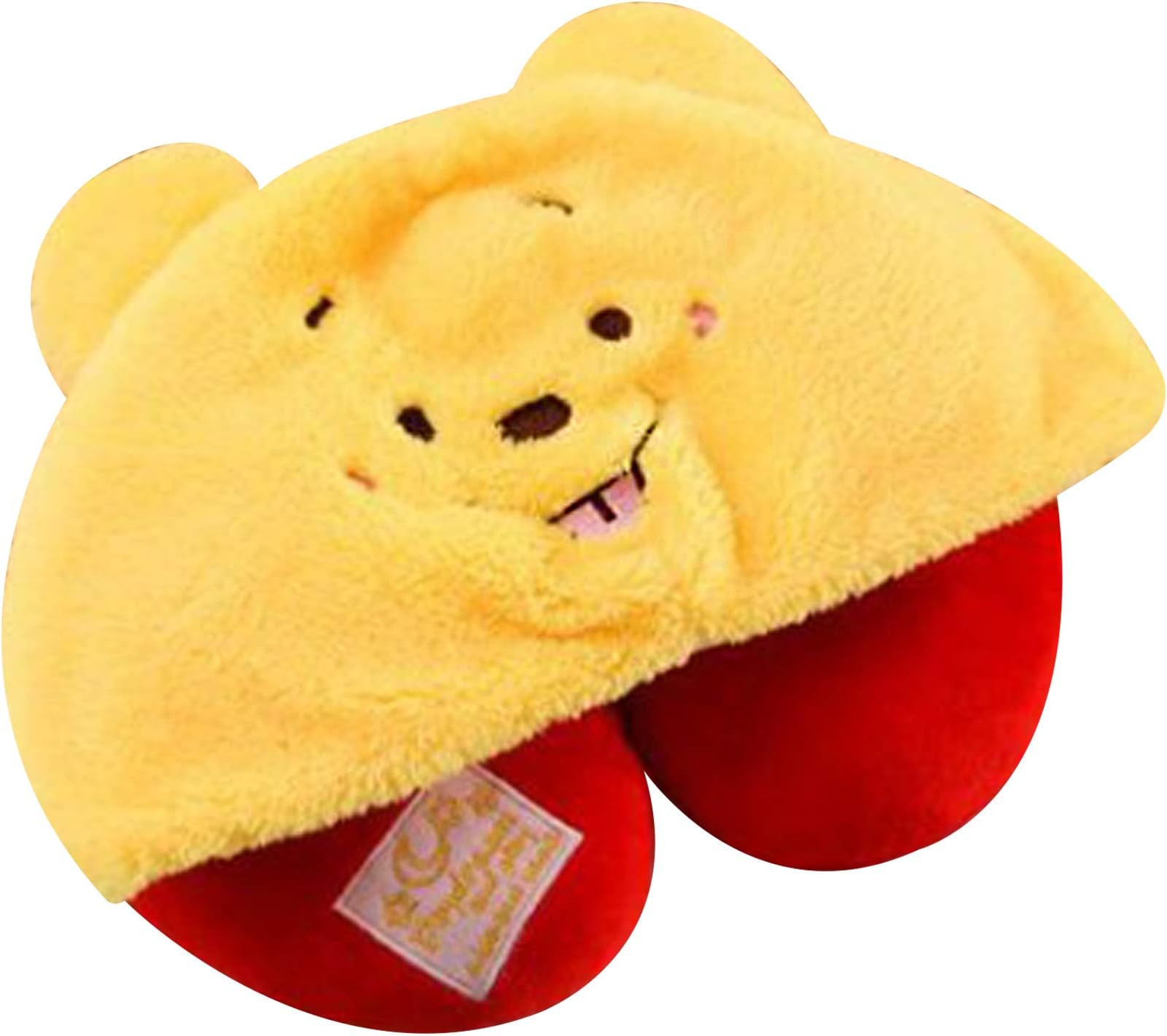 Cute Pooh Bear Travel Neck Pillow with Hoodie Hood for car Plane Flight Long Rides