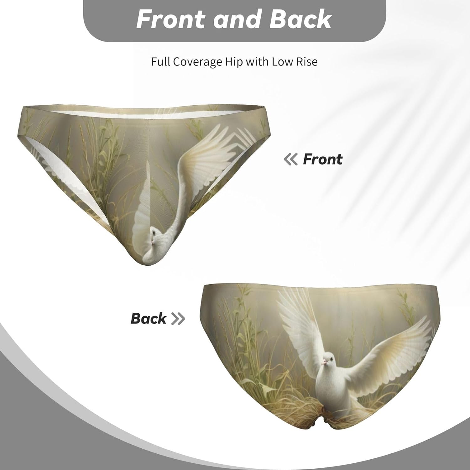 Grass And Dove Print Mens Briefs Underwear Supportive Mens Pouch Underwear Stretchy Bikini Briefs For Men S To 4xl