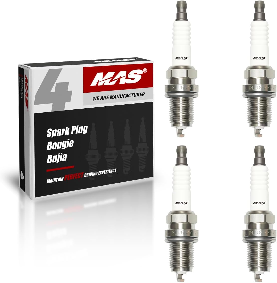 MAS Iridium Ignition Set of 4 Spark Plugs Compatible with Acura Chevrolet Chrysler Dodge Isuzu Kia Replacement for 7090 BKR5EGP AP3924 XP3924