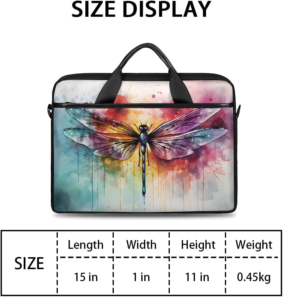 Boho Dragonflies Flowers 15 Inch Laptop Bag Laptop Shoulder Bag Computer Cases for Laptops or Tablets