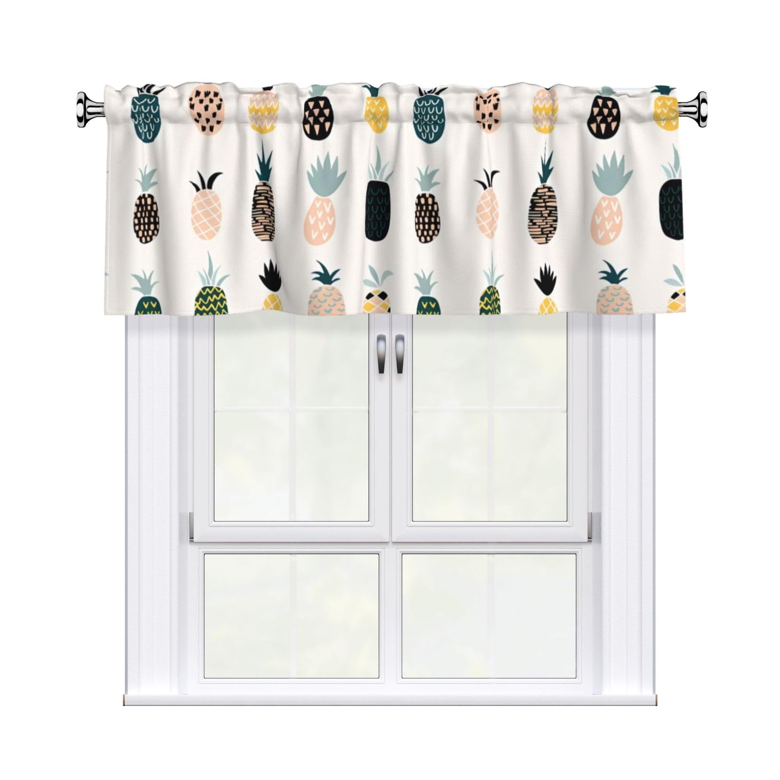 WHJSSF Pineapple Prints Housewarming Gift – Peach Skin Window Valance 54x18 for a Cozy Kitchen Refresh