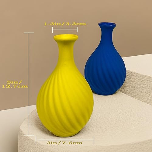 Miniatura 6 de Juego de 4 jarrones pequeños de cerámica, jarrones decorativos para decoración del hogar, florero para decoración moderna de mediados de siglo,