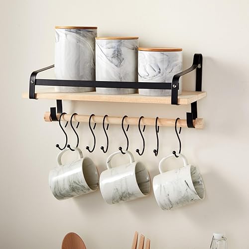 Miniatura 2 de Farmlyn Creek Juego de tarros de cerámica, tapas de madera herméticas para tarros de encimera de cocina, recipientes de cerámica de mármol blanco