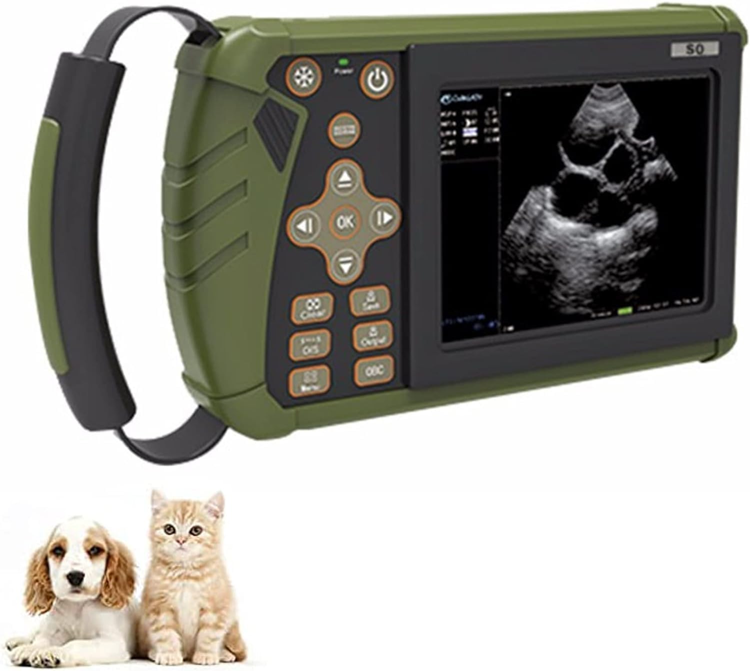 Scanner ad ultrasuoni B portatile for animali, diagnostica veterinaria di gravidanza con sonda convessa da 3,5 Mhz for cani da pastore, gatti e suini, stima del numero di feti, battito cardiaco fetale