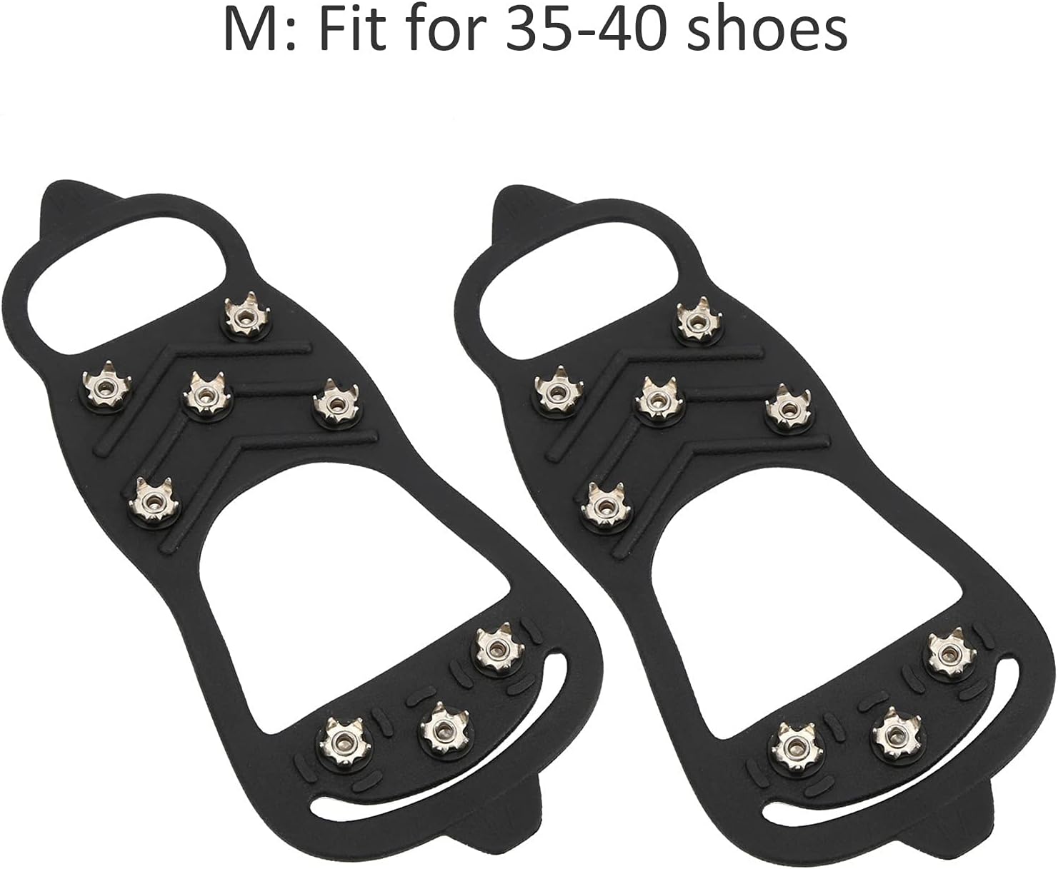 Ice Snow Grips for Shoes and Boots, Non Slip Spikes Shoe Cover with 8 Steel Studs Crampons, Walk Traction Cleats for Hiking Mountaineering Skiing Winter Sports(M)