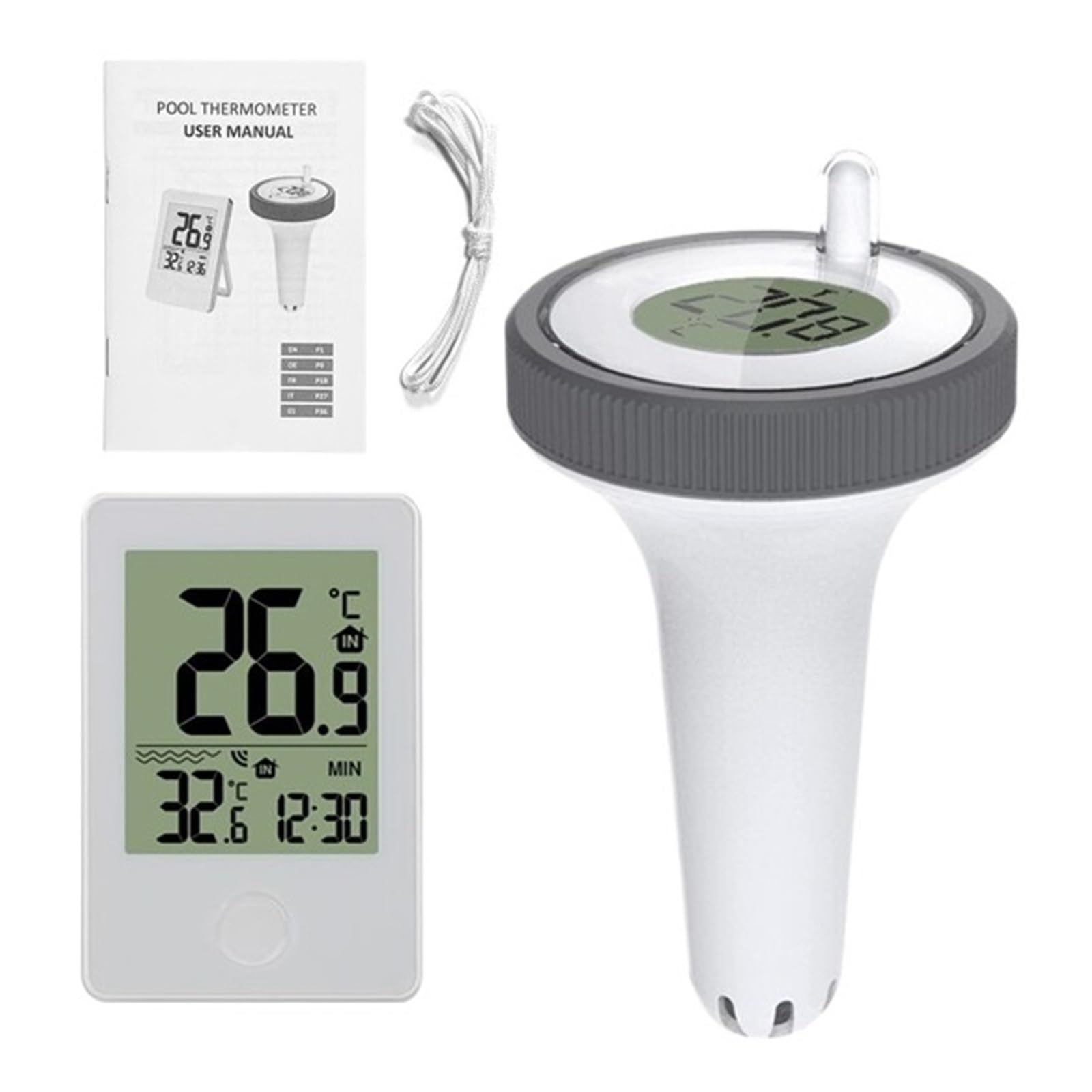 Termómetro Digital For Piscina, Termómetros Flotantes For Exteriores Utilizados For, Baños, Acuario, Pantalla LCD Preciso Rápido Monitorización Tiempo Real