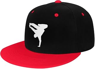 Break Dance Flat Brim Hat Kids Fashion Hip Hop Adjustable Flat Bill Hat Red