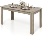 Giantex Dining Table for 6, Rectangular Kitchen Table with 330Lbs Capacity, Stable Structure, 63" L x 31.5" W x 30" H Large Farmhouse Center Tables for Dinner, Dinette, Dining Room, Black