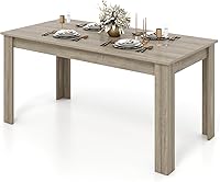 Vista 11 de Giantex Mesa de comedor para 6, mesa de cocina rectangular con capacidad de 330 libras, estructura estable, 63 pulgadas de largo x 31.5 pulgadas