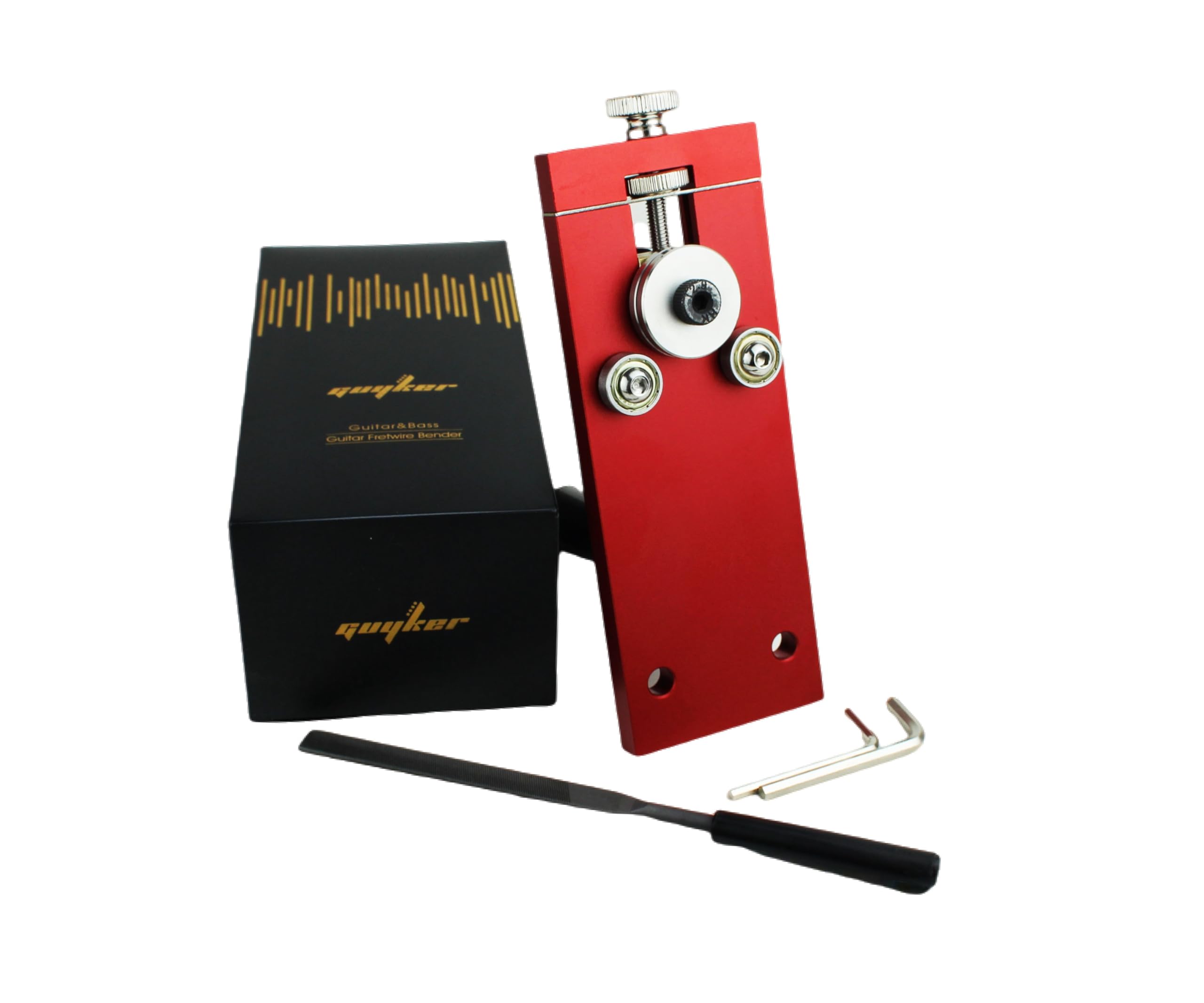 Guyker Doblador de alambre de trastes para guitarra, herramienta luthier para doblar y alisar cables de trastes, para ajustadores de radianes de guitarra y bajo, reparación y mantenimiento, color rojo