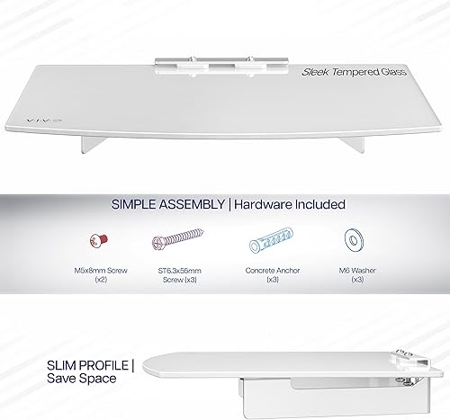 Miniatura 4 de VIVO Estante flotante de vidrio templado para montaje en pared para reproductor de DVD, audio, sistema de juegos, dispositivos de transmisión,
