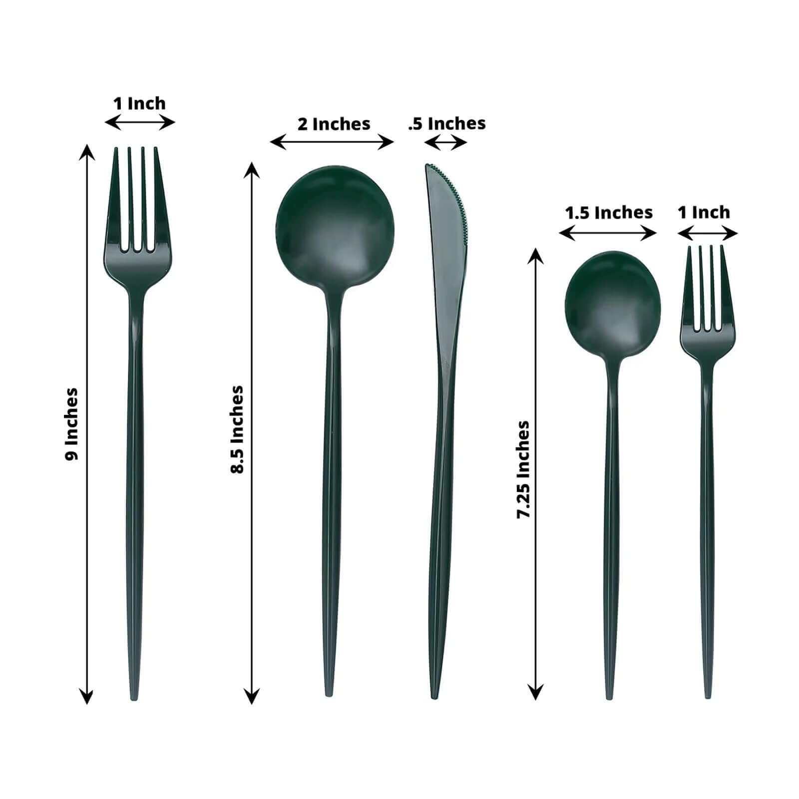 50 Hunter Green Disposable Heavy Duty Plastic Cutlery Spoons Forks Knives Set Party Events Reception Tableware Decorations Supplies