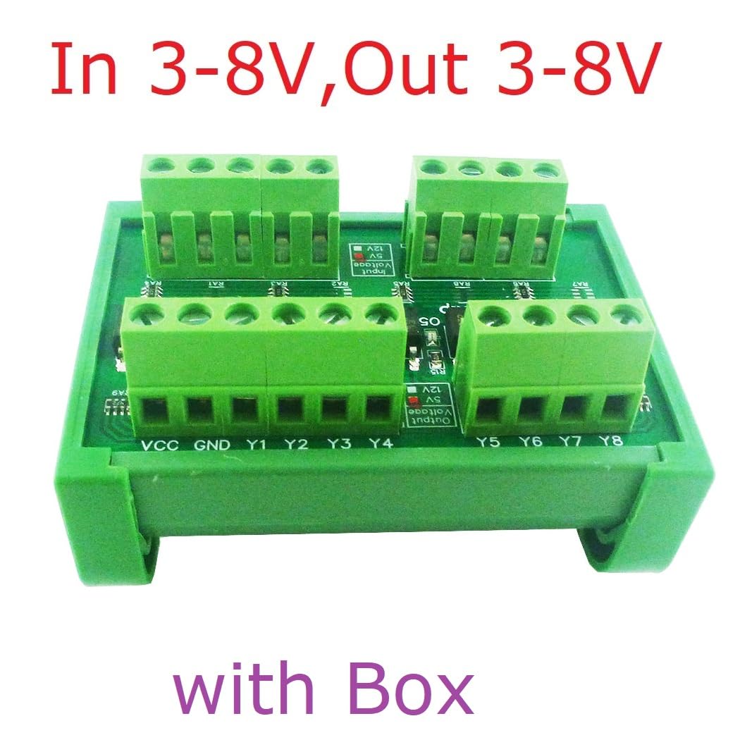 Goiena view of the eletechsup 8-Channel Logic Level Converter Board showing input and output terminals