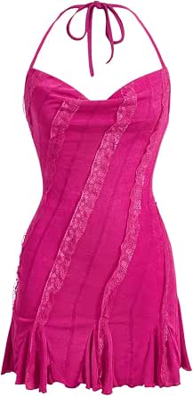 SHENHE Women's Lace Trim Tie Front Tank Top - Asymmetrical Corset Style Party Top - View #7