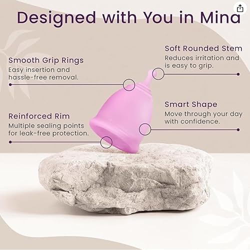 Miniatura 5 de CareCup - Juego de 2 vasos menstruales reutilizables diseño premium con silicona suave flexible y de grado médico  1 bolsa de almacenamiento 2 tazas