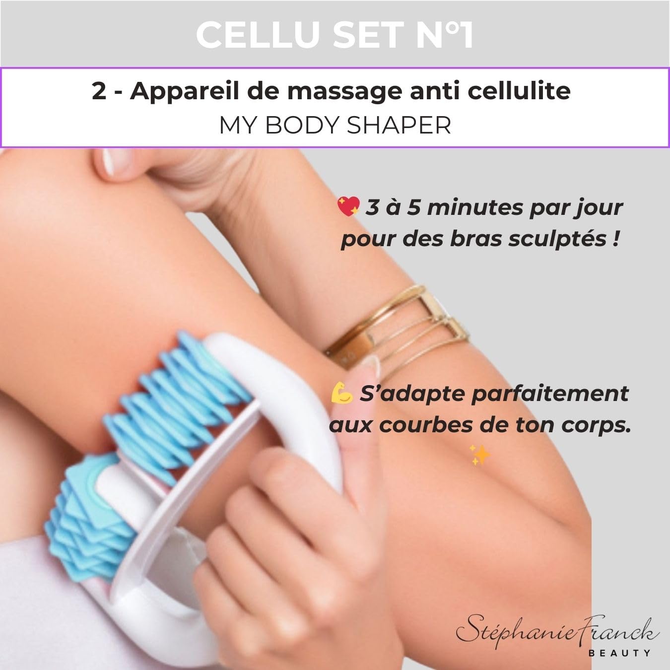 Kit Massage Anticellulite avec Body Roller My Body Shaper + 2 Ventouses My Cellu Shaper – Palper-Rouler, Drainage Lymphatique, Soin Jambes, Ventre, Cuisses, Fesses, Turquoise