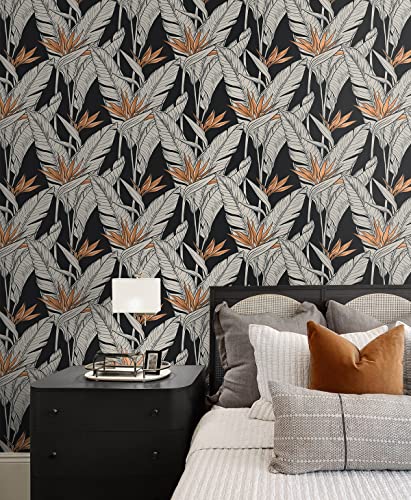 Nextwall Stacy Garcia Home Birds Of Paradise Peel And Stick Wallpaper (Onyx & Metallic Copper) #TOP1
