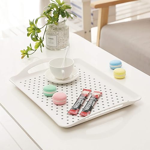 Miniatura 4 de Paquete de 2 bandejas rectangulares antideslizantes para servir alimentos, perfectas para comidas, aperitivos y bebidas, bandeja antideslizante