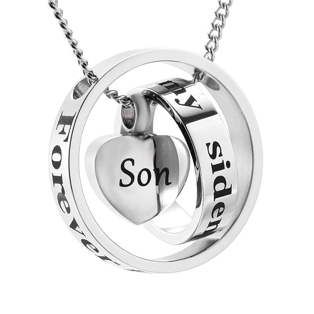 DIYjewelry Inc No Longer by My Side But Forever in My Heart Urn Pendant Necklace for Ashes for Son Dad Mom