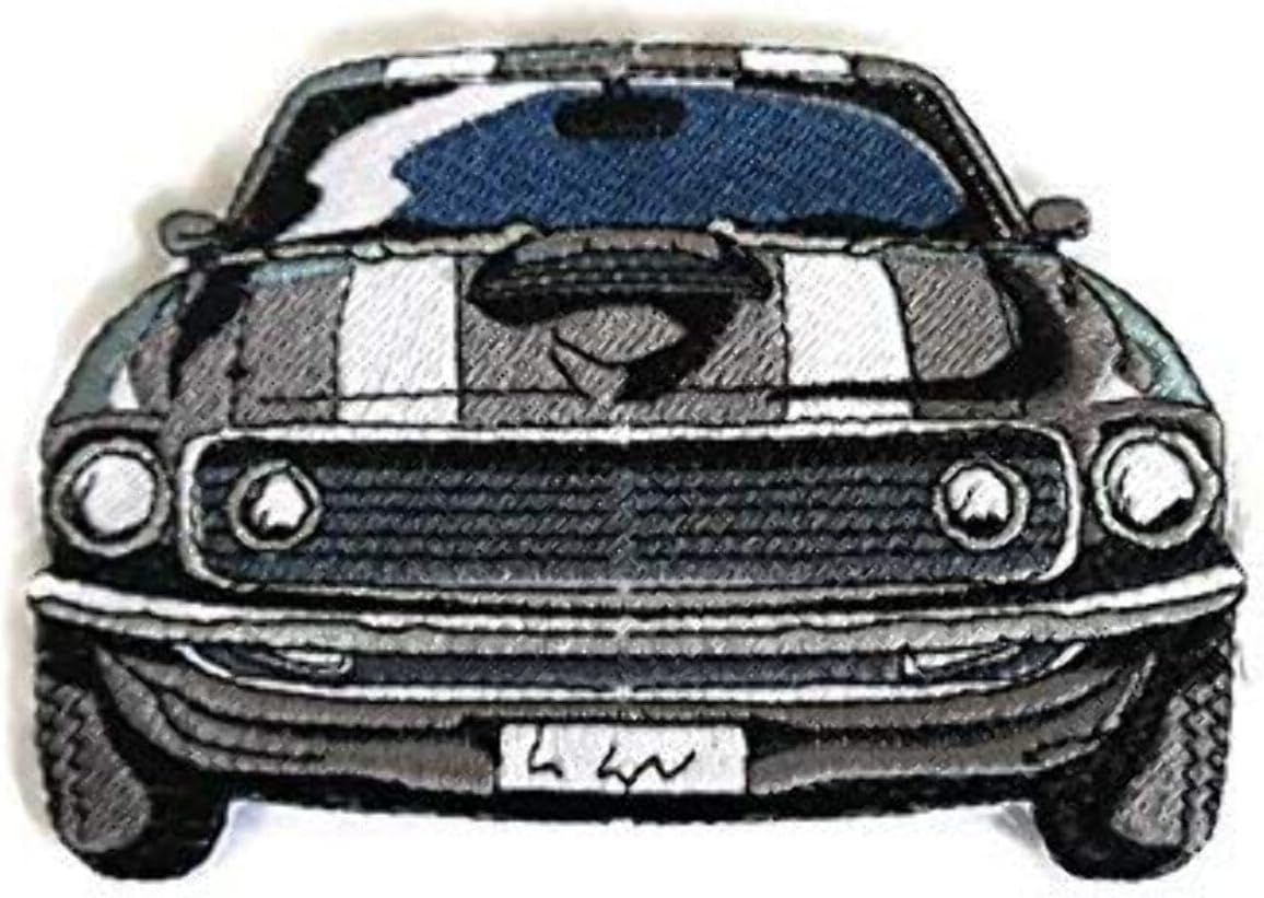 Classic Cars Collection [Mustang Boss Black] [American Automobile History in Embroidery] Embroidered Iron On/Sew Patch [5" x 3.4"]Made in USA]