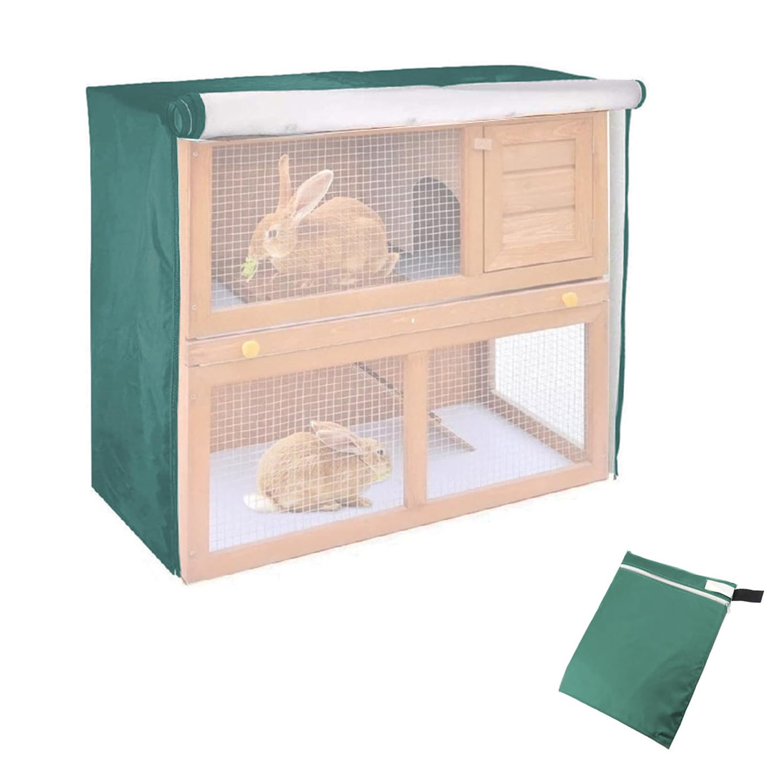 MerwDeeyt Green Rabbit Hutch Cover 48 Inch Double Hutches Cover Windproof Outdoor Rabbit Hutches Covers for Guinea Pig Cage Small Animal-122x50x105cm