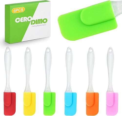 Juego de 6 espátulas de silicona, resistentes al calor, antiadherentes, espátulas pequeñas para hornear, cocinar, mezclar, freír y usar en la