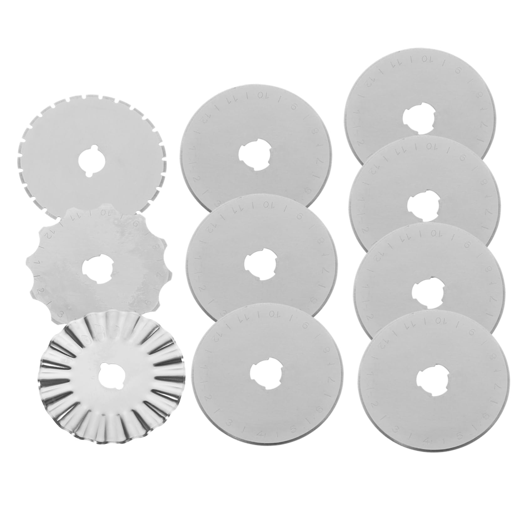 IWOWHERO 10pcs 45mm Rotary Cutter Blades for Quilting Sewing Fabric Cutting Tool Replacement Blades 4 Types of Edges