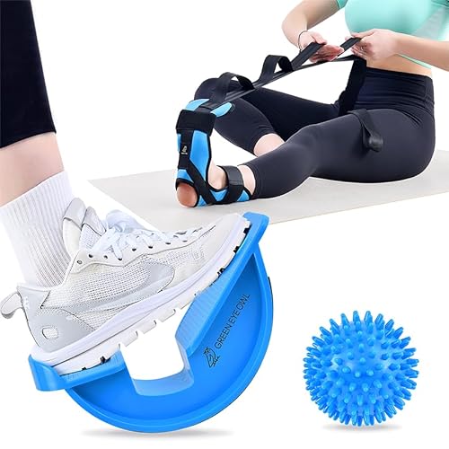 Foot & Calf Stretching Kit-Foot Rocker, Stretching Strap & Spiky