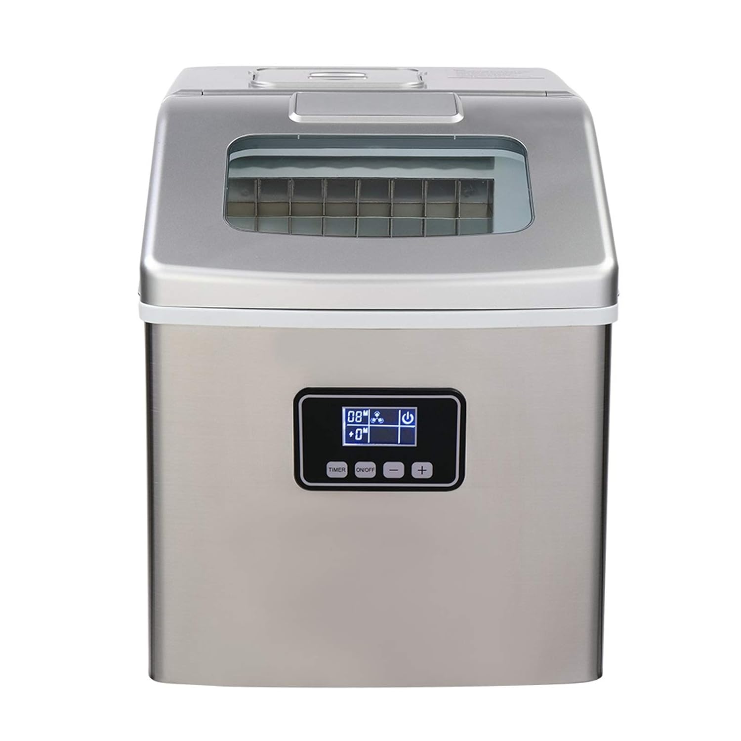 Ice Machine|ice Maker Machine| ZOKOP HZB-18F/120W/40Lbs/115V/60Hz American Standard Stainless Steel Household Ice Maker Silver