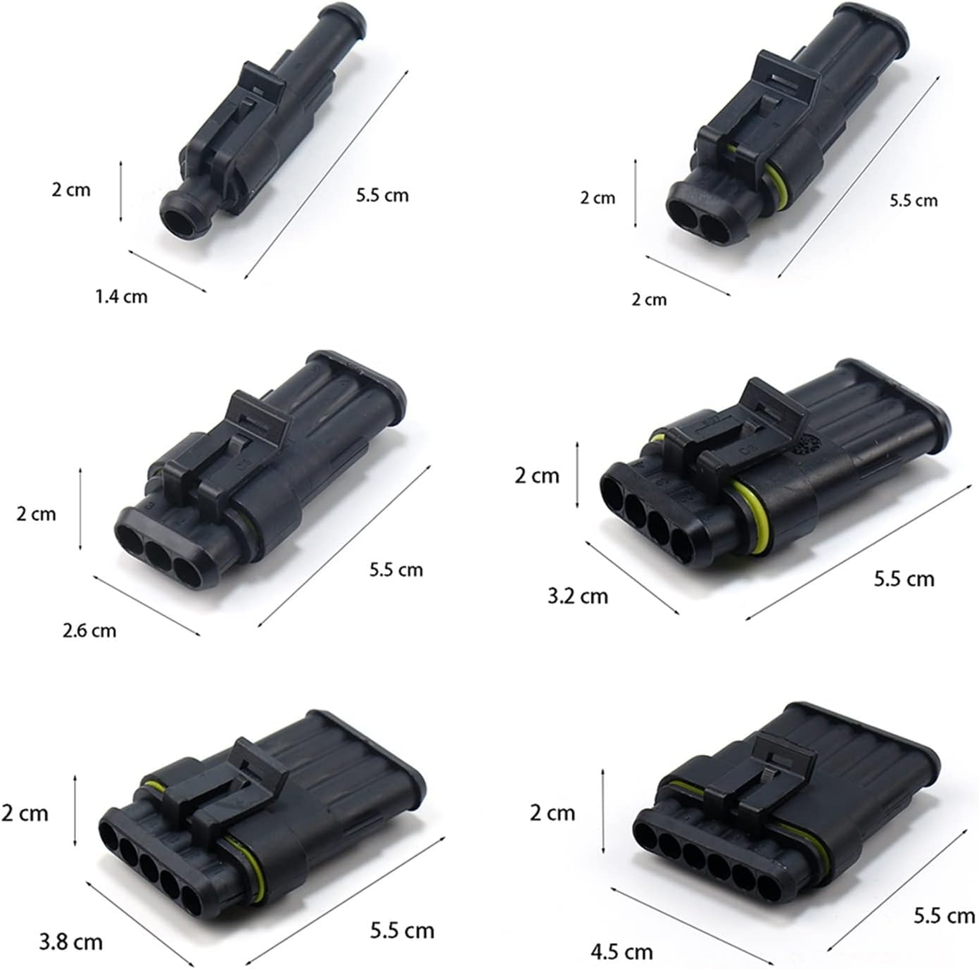 2sets Kit 1/2/3/4/5/6 Pins Way Super Seal Waterproof Electrical Wire Connector Plug Compatible With Car Harness Auto Sealed Socket With(6P 2Ssts)