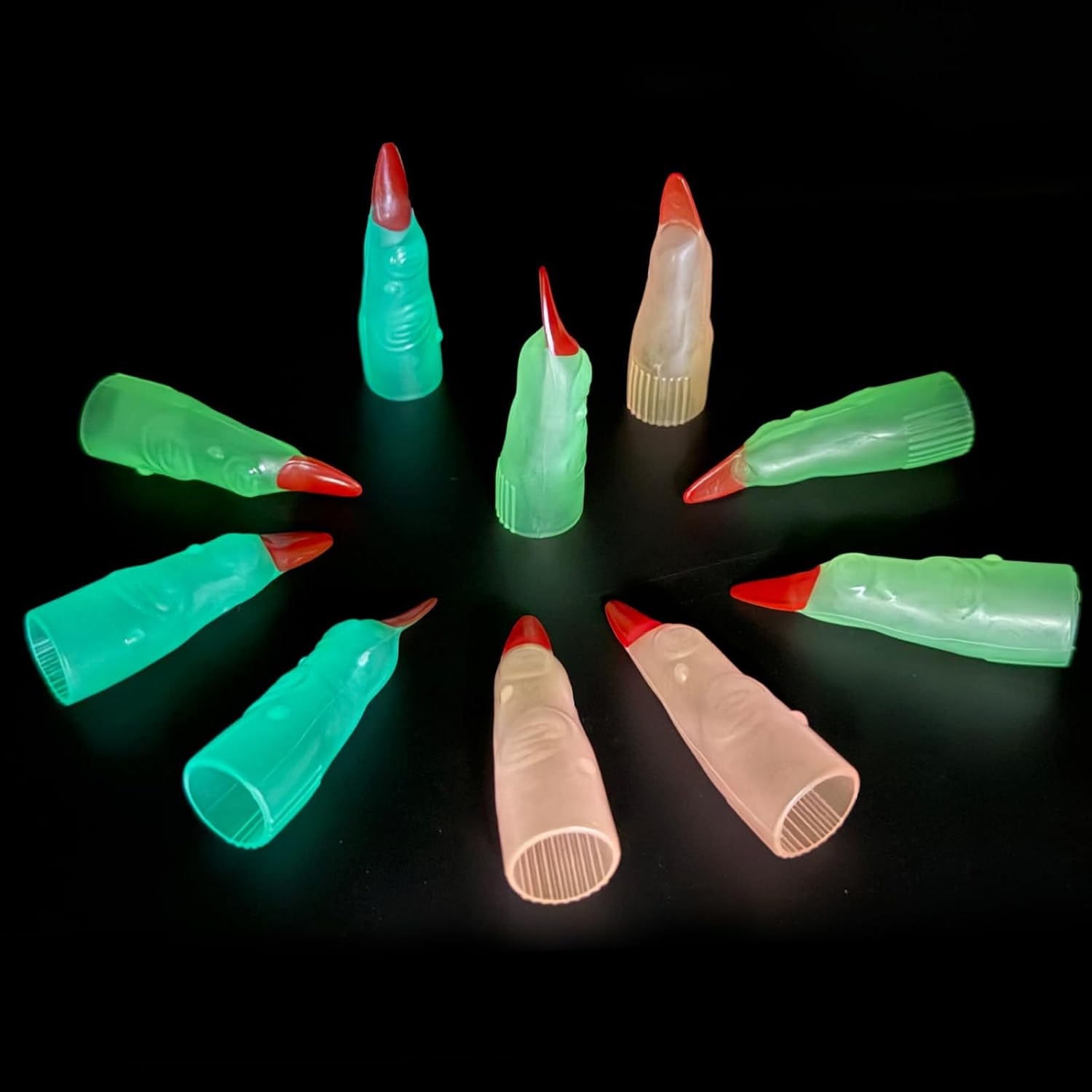 HFATMOS Finger Pointers for Reading Glow in the Dark, Colorful Witch Finger Props for Halloween Cosplay Party Costume Masquerade Decorations (24)