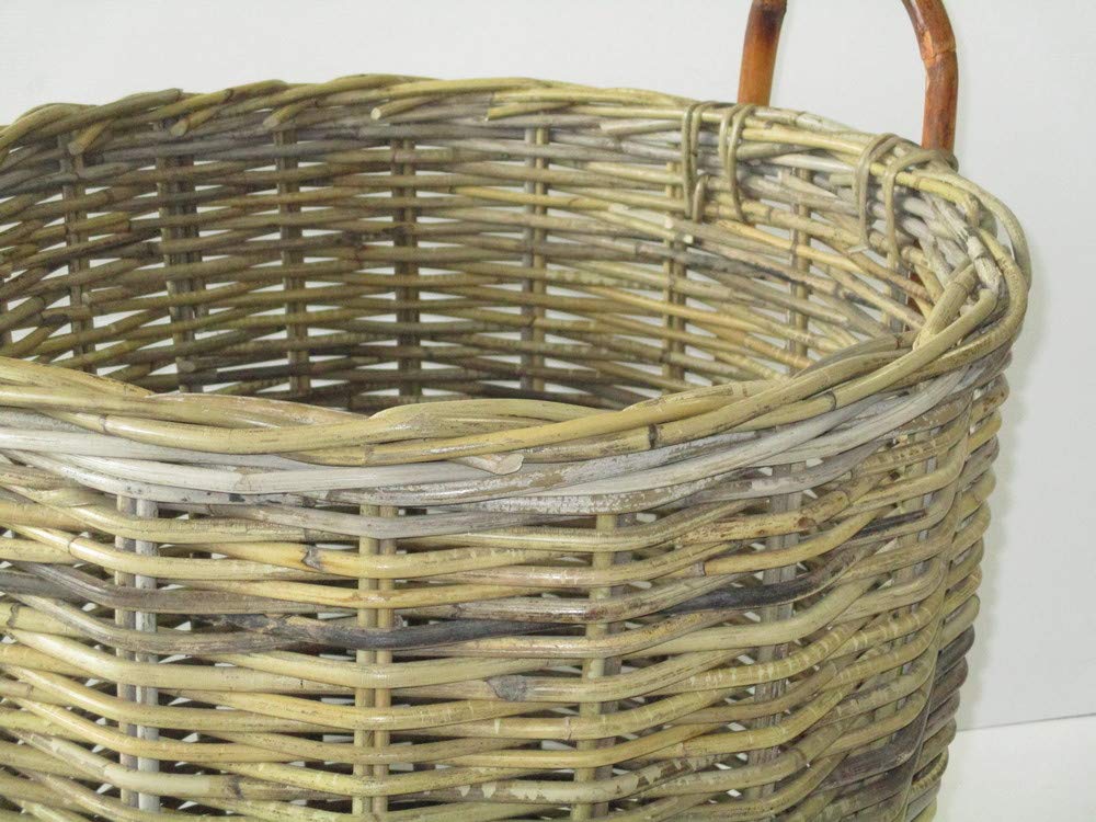 Cesto Vimini Porta CM 35X38 H con Manici 45 Legna in ROBUSTISSIMO GIUNCO con Manici di Canna Diametro Cesto per Camino E Pellet