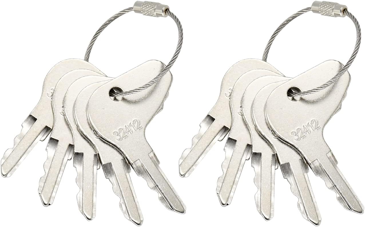 Two sets of five Tendparts H32412 ignition keys, each set on a separate wire keyring.