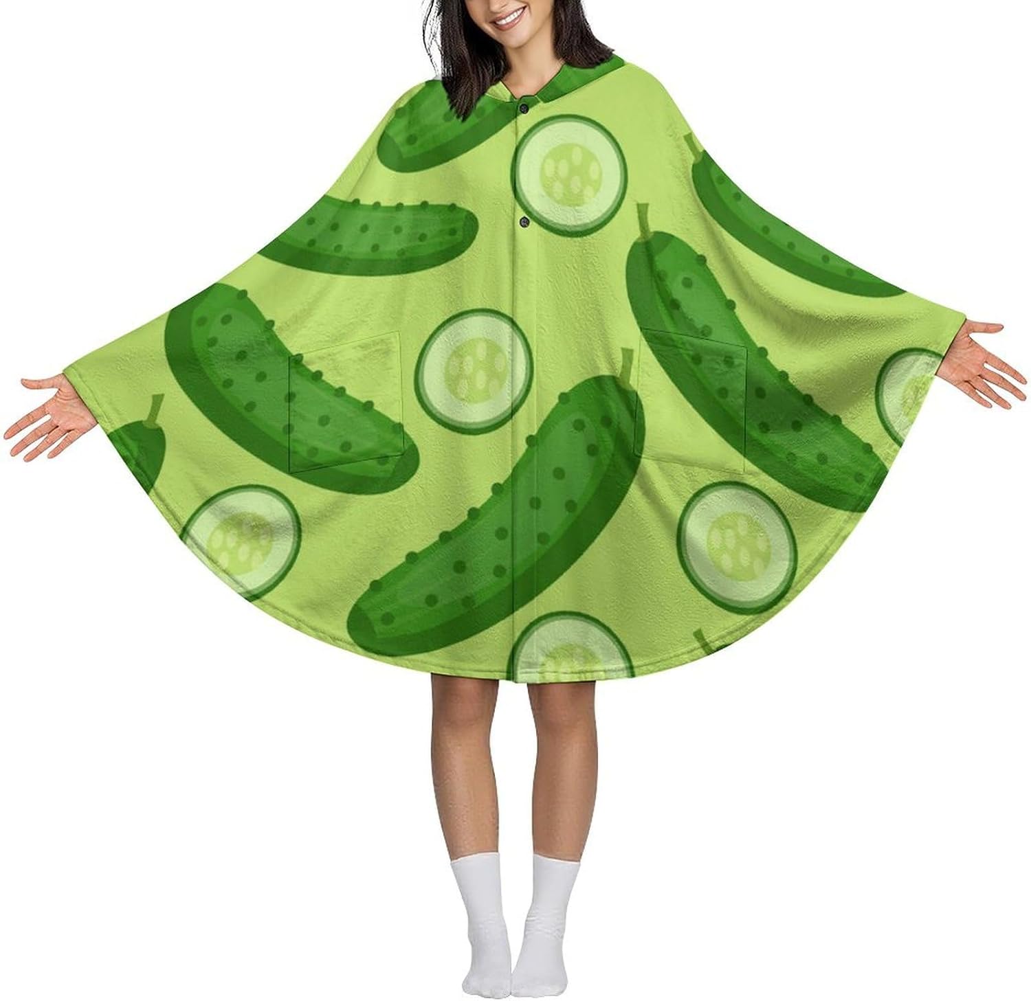 Dill Pickles Wearable Blanket with Hooded Flannel Blankets Cape with Pocket