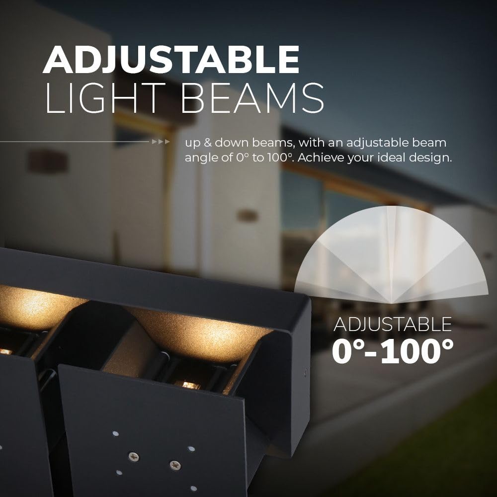 HOFTRONIC - Kansas Doppel LED Wandleuchte innen/außen - 12W 1200lm Cube/Eckig - 3000K LED Außenleuchte mit einstellbare Abstrahlwinkel - Wandbeleuchtung IP65 Wasserdicht