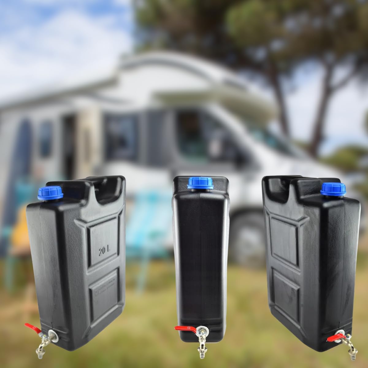 Bidón de agua de 20 l de plástico, depósito de agua con grifo, bidón de agua potable, depósito de agua, bidón de plástico, para casa, jardín, coche y camping, etc., cierre hermético