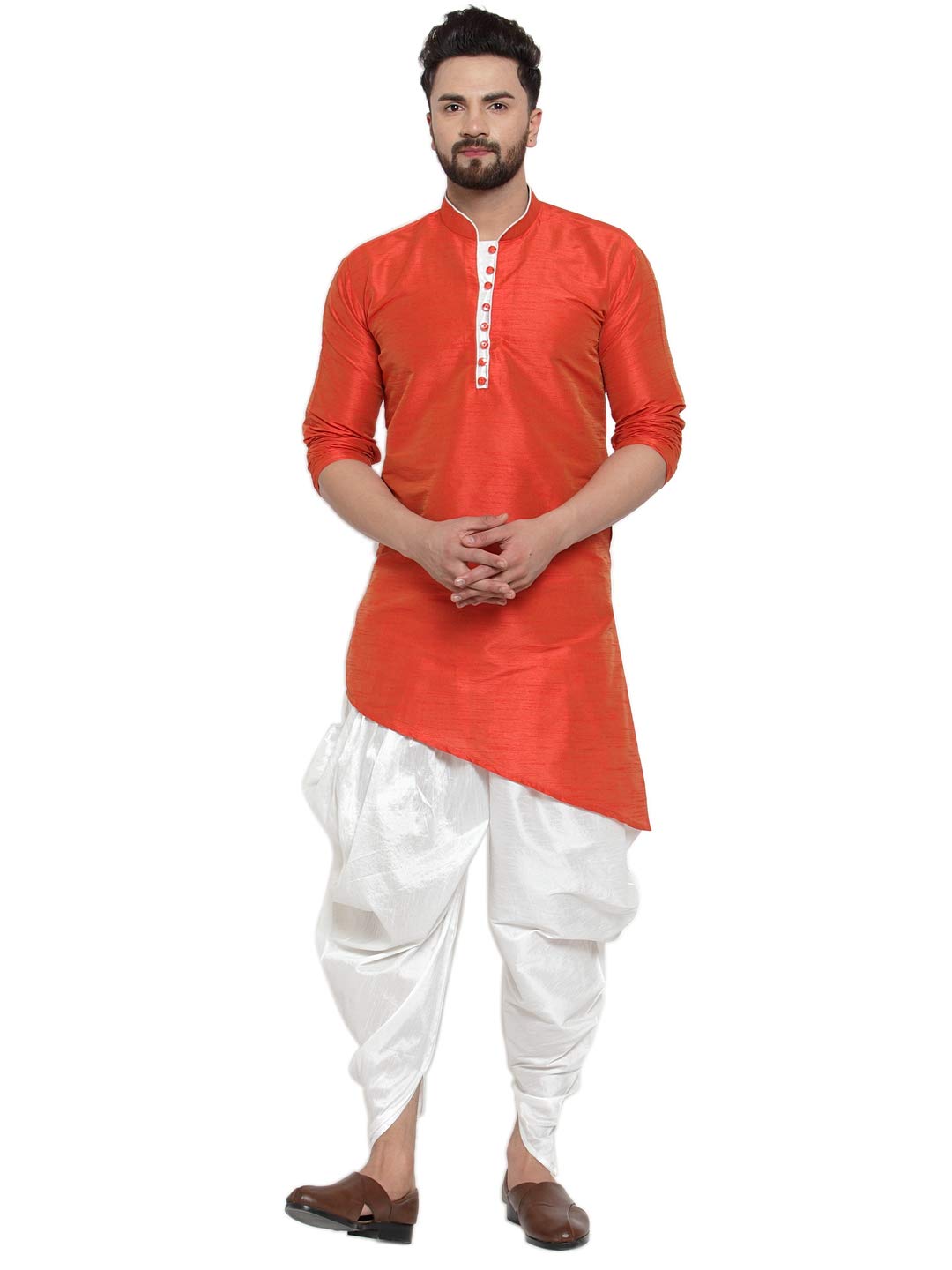 abh lifestyle Men's Dupion Silk Dhoti Kurta Set.-picture-15