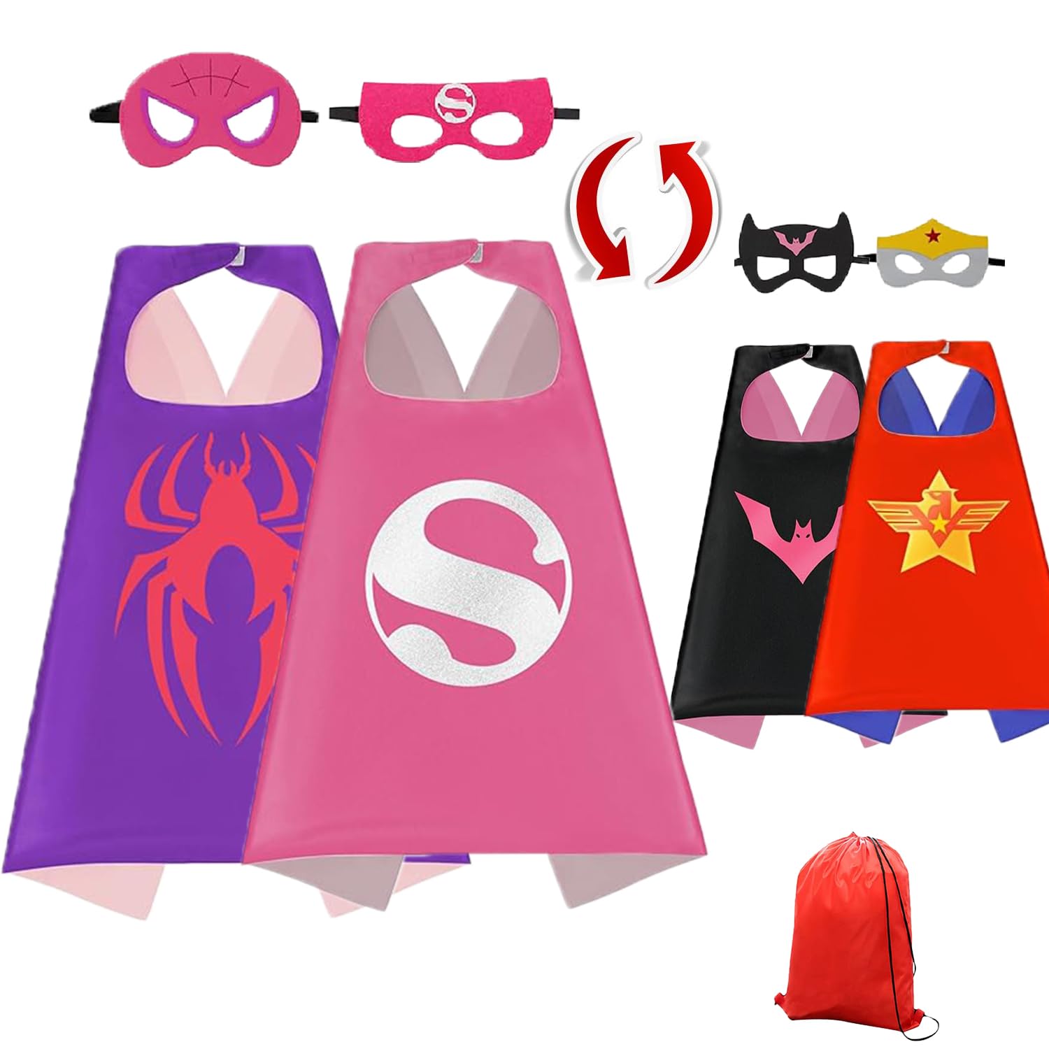 DWTECH Capas de Superhéroes para Niños, Capas de Disfraces de Superhéroes, Conjunto de,Regalo Juguete de Cumpleaños, Fiestas, Navidad o Carnaval