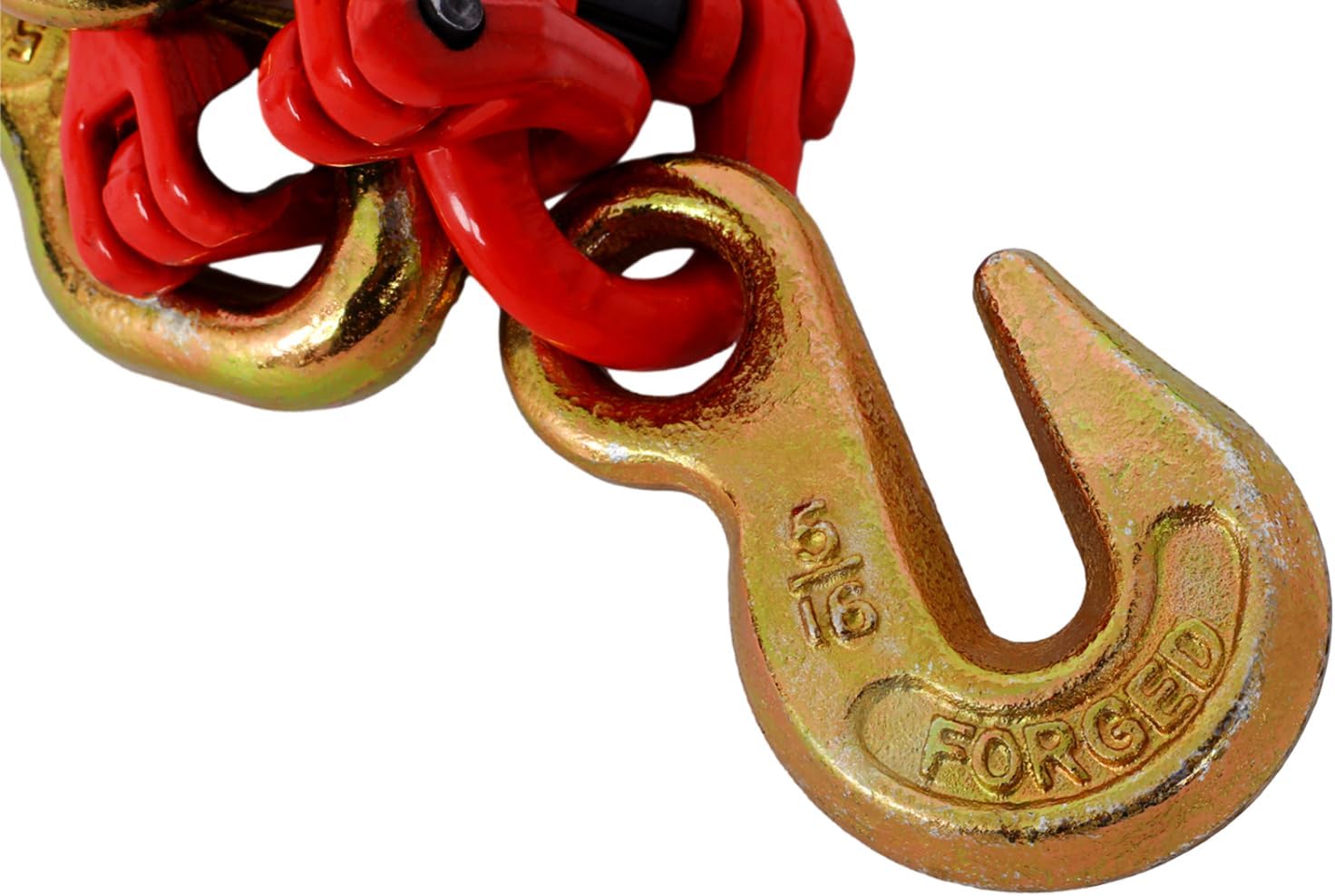Geelife J Hook Chain, 5/16 in x 10 ft G80 Bridle Tow Chain, Alloy Steel with 2 G70 J Hooks, 9260 Lbs Tow Hooks for Trucks